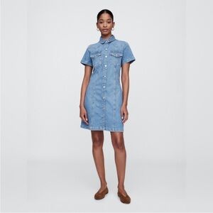GAP Women’s Light Blue Western Denim Shirt Dress